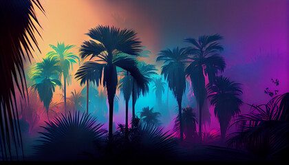 Naklejka premium Gradient of color in the mist tropical unk shadow, generative ai