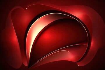 Abstract curved red shape, generative AI.
