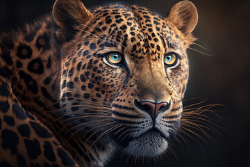 Fototapeta na wymiar Close up of Leopard isolated from background., Created using generative AI tools.