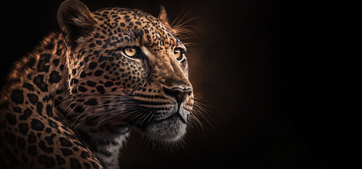 Close up of Leopard isolated from background., Created using generative AI tools. - obrazy, fototapety, plakaty