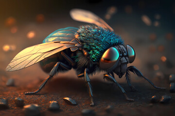 Green blowfly macro, generative ai