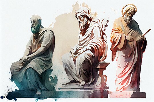 Religious Statues, watercolor style. Generative AI