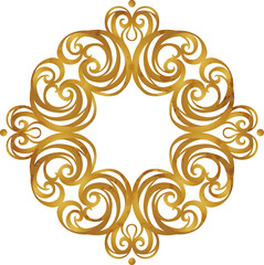 Golden baroque frame with floral vintage decoration, border for design template. Gold element