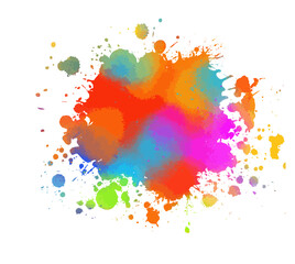 Grunge splatter. Rainbow colors grunge splash. Color explosion. Colored blot on white. Vector illustration