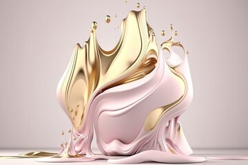 pink with gold liquid background, generative AI.