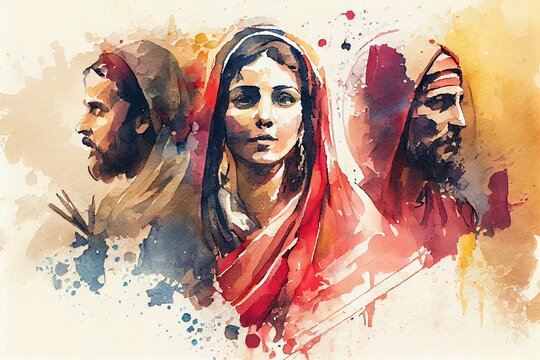 Religious Art, watercolor style. Generative AI