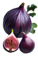 isolated deep purple figs, with leaves, summer, mission figs, illustration, transparent background, png, horizontal, vertical, floral, tropical generative ai