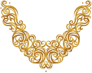 Golden baroque frame with floral vintage decoration, border for design template. Gold element in...
