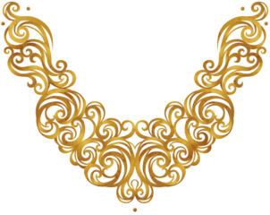 Golden baroque frame with floral vintage decoration, border for design template. Gold element in Rococo style, tracery.