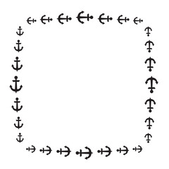Frame of flat yacht anchor icon frame border vector illustration isolated on white background.