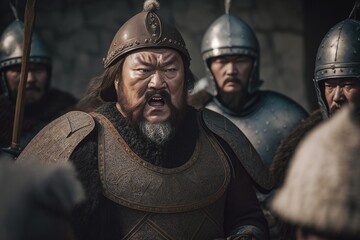 Genghis Khan, the Fierce and Mighty Conqueror, Leader of the Mongol Empire. Generative AI
