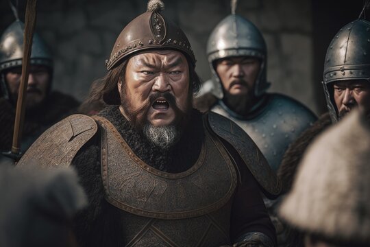 Genghis Khan, the Fierce and Mighty Conqueror, Leader of the Mongol Empire. Generative AI