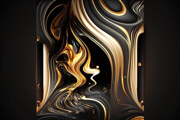 Amazing abstract black golden texture, generative AI.