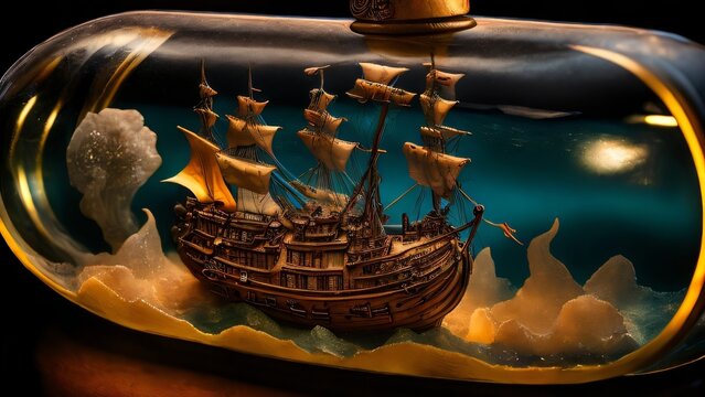 An Ocean in a Bottle: A Miniature Pirate Ship