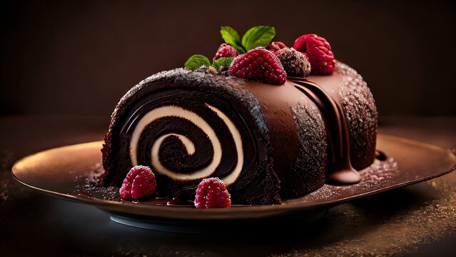 Raspberry surprise chocolate cake roll