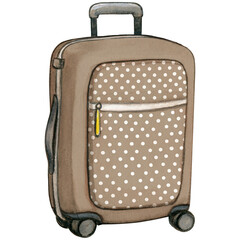 Watercolor hand drawn trolley suitcase