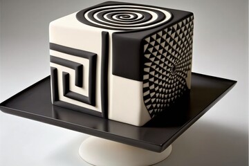 Minimalist cake with monochromatic design. Generative AI
