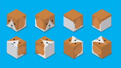Fototapeta premium Animal Dice 3D Character Animal Beagle Dog Cartoon Vector