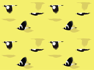 Australian Magpie Cute Cartoon Poses Seamless Wallpaper Background