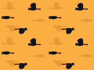 Red-Tailed Black Cockatoo Cute Cartoon Poses Seamless Wallpaper Background © bullet_chained