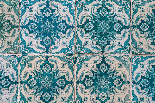 Old Lisbon tiles , azulejos. Mosaic Background.