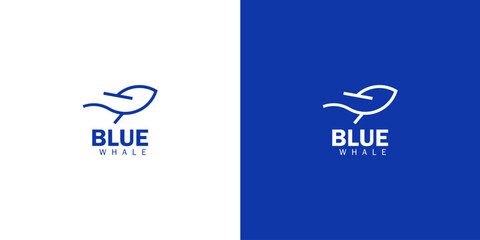 Creative Blue whale logo design vector template 