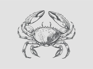 Crab Isolated Drawing. Sea Animal. Vector illustration. Seafood.