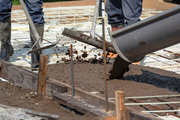 Pouring concrete for a stamped floor
