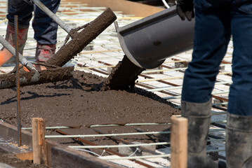 Pouring concrete for a stamped floor
