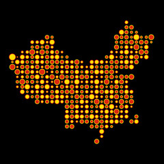 China Silhouette Pixelated pattern map illustration