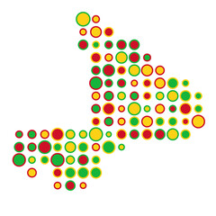Mali Silhouette Pixelated pattern map illustration