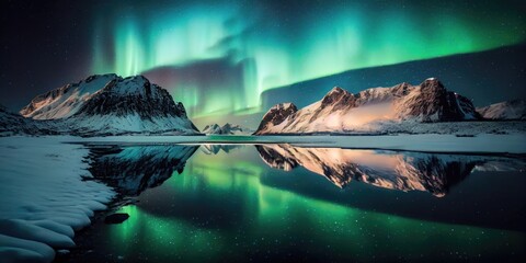 Discover the Ethereal Beauty of the Lofoten Islands with Aurora Borealis - Generative AI