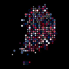 South korea Silhouette Pixelated pattern map illustration
