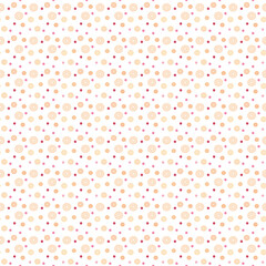 Geometric background from pink dots and orange circles. Seamless pattern.