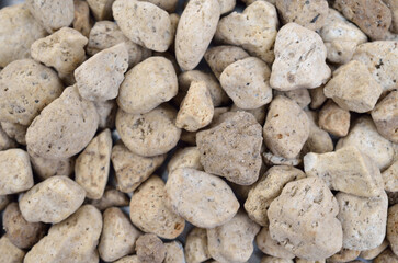 Porous grey volcanic rock. Lava stone, pumice stone, or volcanic pumice with distinctive pores