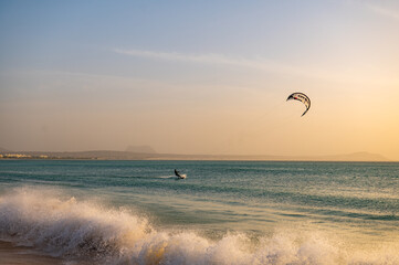 kite surfing on the beach