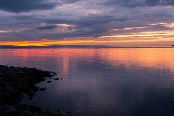 sunset over the lake