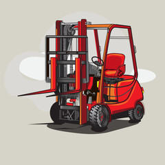 modern forklift truck vector in red