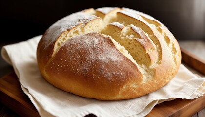 Freshly baked homemade bread. Generative AI