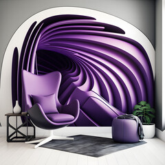 Modern living room interior with purple Designer armchair and decoration room Generative AI
