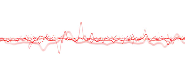 Artistic red heart Electrocardiogram rate illustration. Isolated on white copy space background.