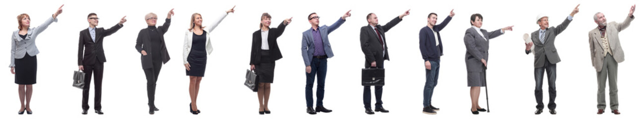 group of business people showing thumbs up isolated