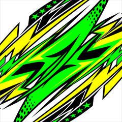 design vector racing background with a unique stripe pattern with a blend of bright colors like yellow, green and star effects, perfect for your racing design