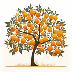 Illustration of orange tree. Generative AI.