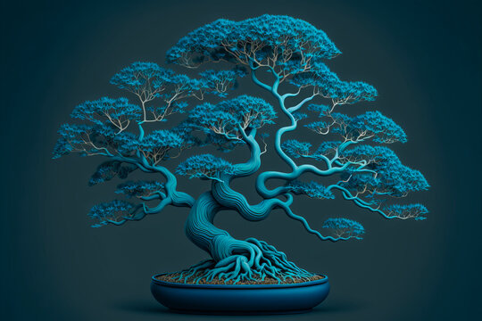 A stylized illustration of a bonsai tree offering an image of patience and cultivation. Representing calm and concentration, this image is perfect for marketing materials. Generative AI