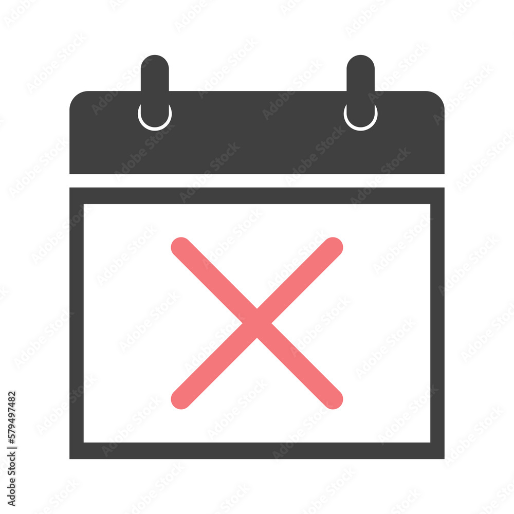 Aufkleber calendar vector icon with cross symbol. delete event or wrong date. cancel appointment concept.
