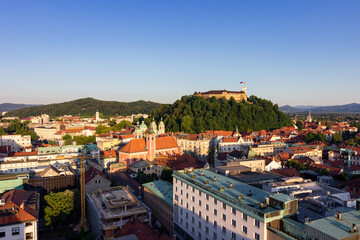 Views of Ljubljana castle and surrounding area