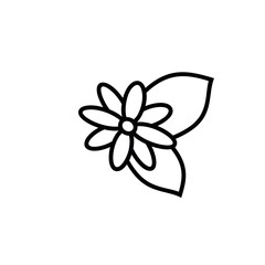 Naklejka premium Linear flower in doodle style sign