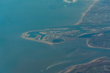  Aerial view of the landscape around the Maasvlakte a massiv man-made extension of Europoort port and industrial facility within Port of Rotterdam in Netherlands © Mario Hagen