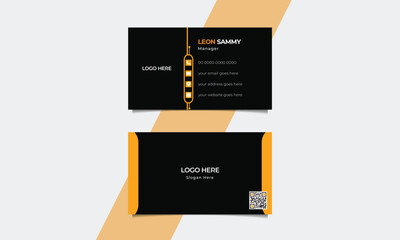 Vector yellow and black business card template.